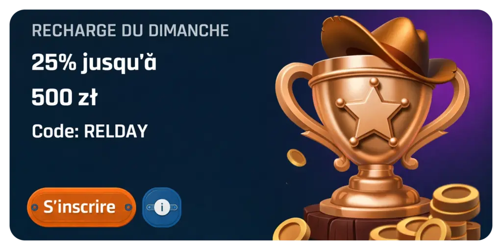 Recharge dimanche RingoSpin 25% jusqu’à 500 zł avec code